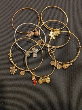 #1:  Gold and Silver Tone Charm Bangle Bracelet Set Of 7- Women's Jewelry